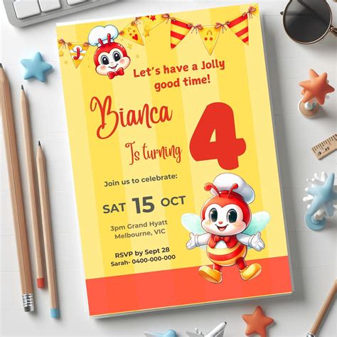 jollibee invitation card|Jollibee can now host children's parties online .
